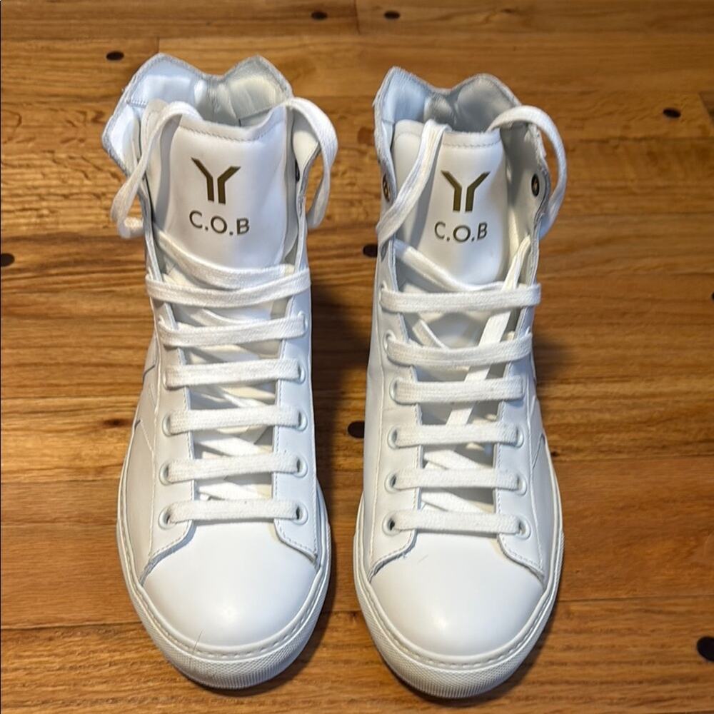 COB Culture of Brave White High Top Sneakers Women's Sz 39 US 8.5 Leather Shoes